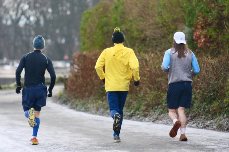 Icy conditions at the Waterworks Park in north Belfast as temperatures drop and snow forecast this weekend. PICTURE: MAL MCCANN