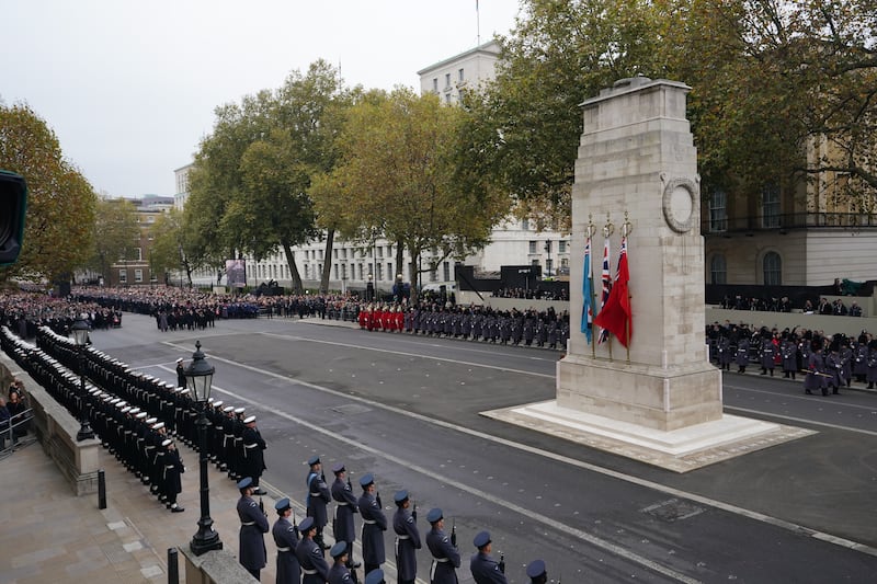 The royal family and political leaders attended the Remembrance Sunday ceremony at the Cenotaph