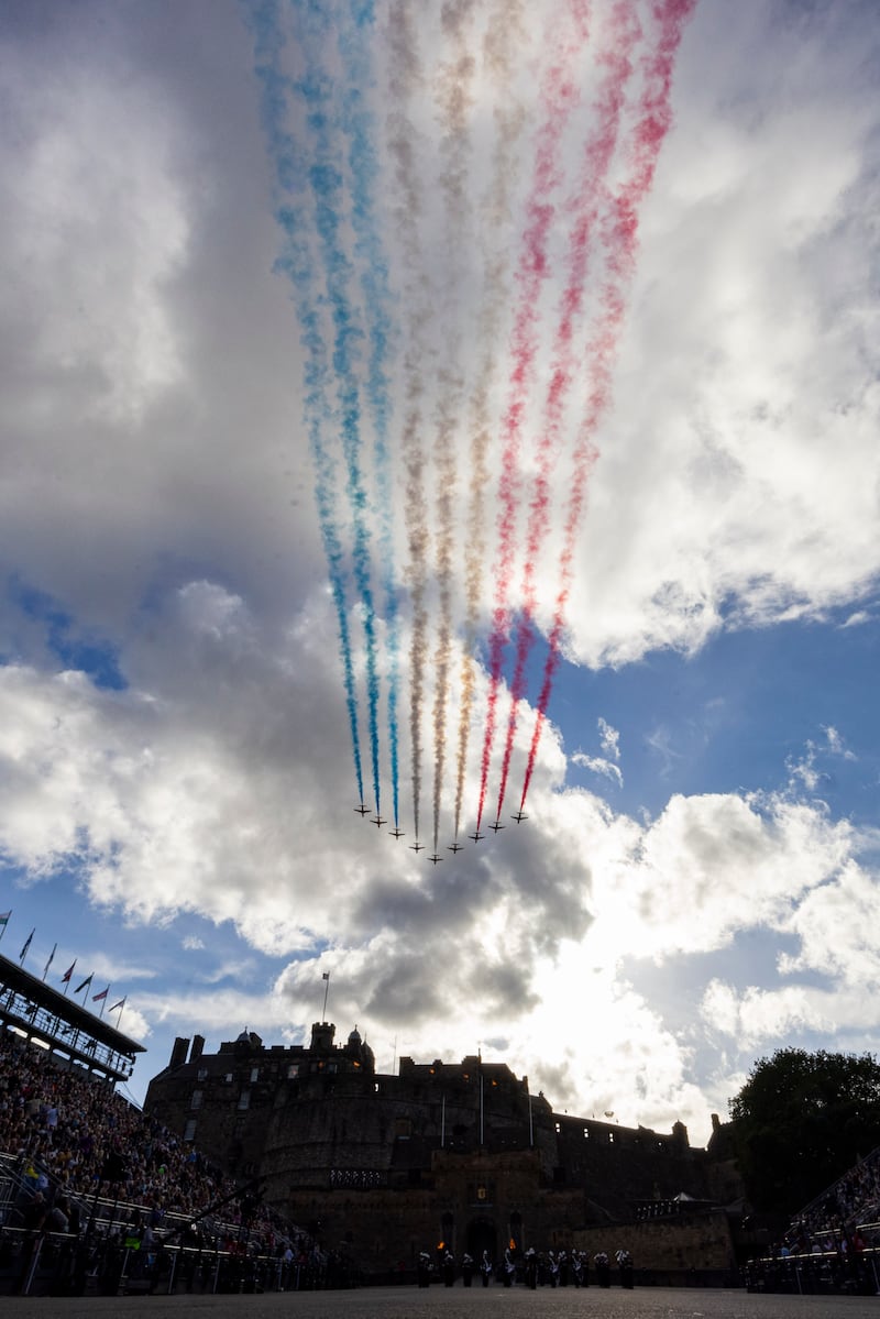 The trails made for a striking contrast with the Edinburgh skies (