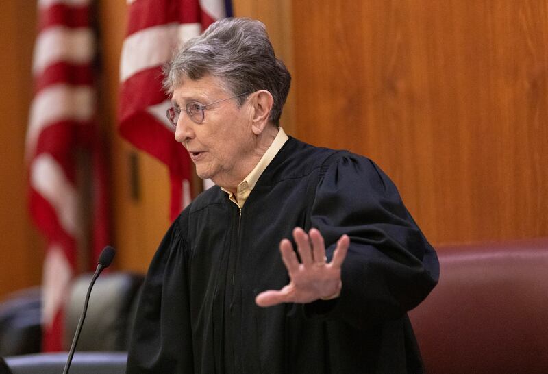 Judge Jean Toal talks to the court during the Alex Murdaugh jury-tampering hearing (Andrew J Whitaker/The Post And Courier via AP