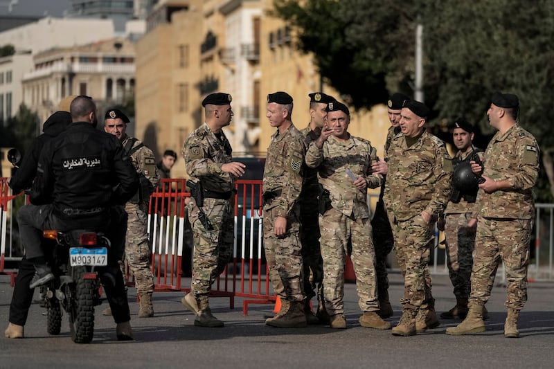 Army soldiers blocked a road that led to the parliament building in Beirut while politicians made their decision (Bilal Hussein)