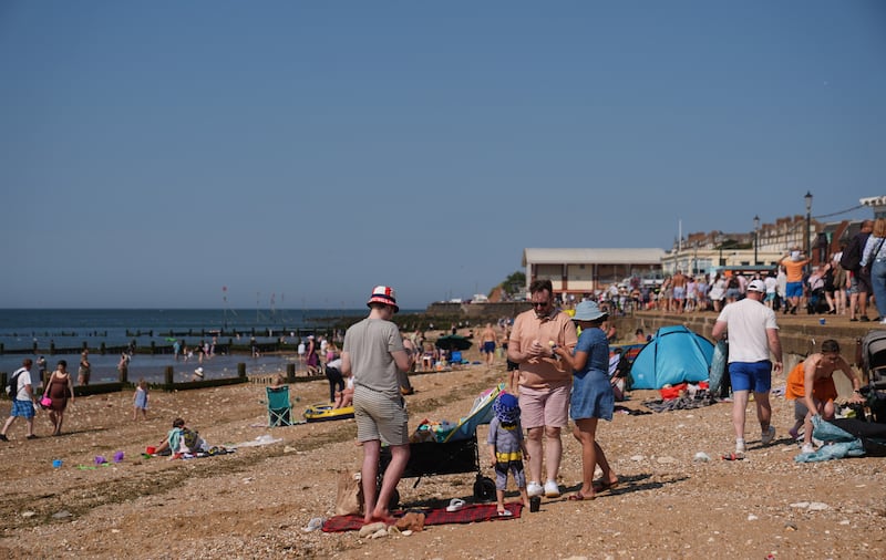 People enjoy the hot weather at Hunstanton beach in Norfolk