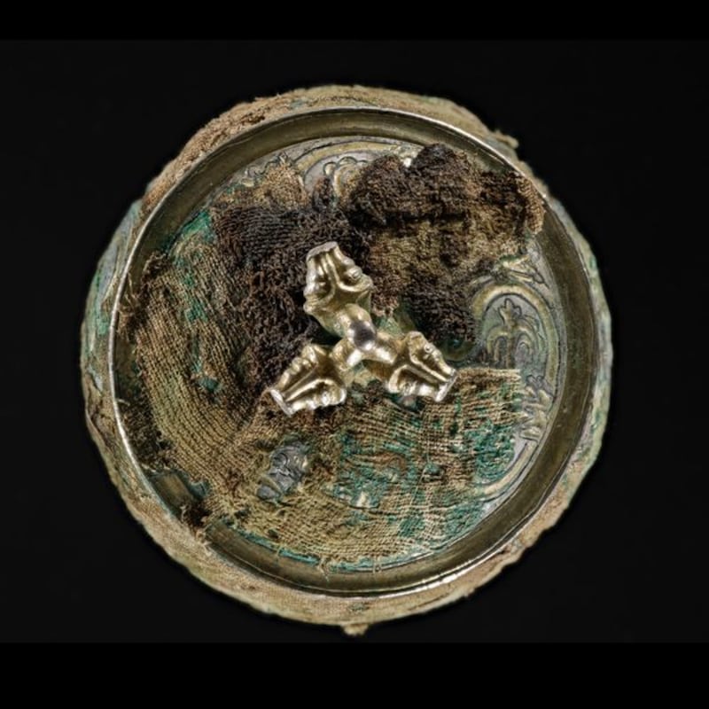 The lid of the Galloway Hoard vessel. The urn was discovered in 2014.