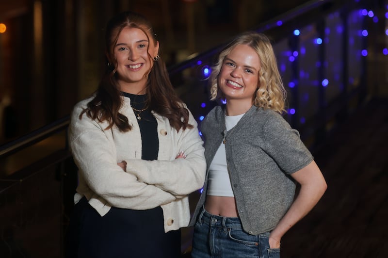 Tim Tockers  Sian McGinn (Blonde Hair) and Lauren Armstrong (dark Hair) speak to The Irish News.
PICTURE COLM LENAGHAN