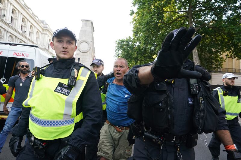 More than 100 people were arrested during the unrest in Whitehall