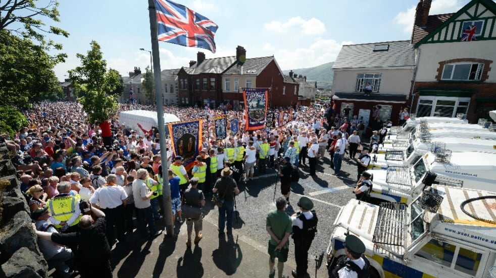 Orangemen and supporters protesting in north Belfast in 2013 over a Twelfth parade ban at Ardoyne. Picture by Charles McQuillan