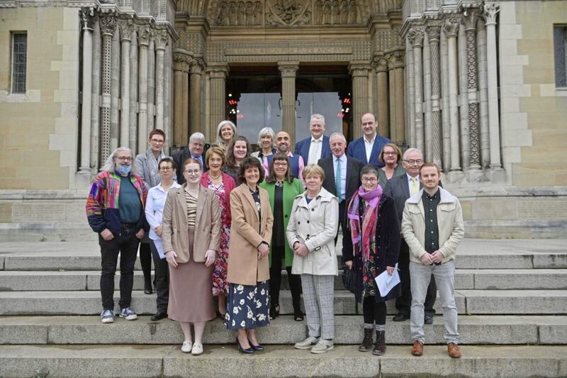 Current and former volunteers from Belfast Samaritans outside St Anne&#39;s Cathedral following a Service of Thanksgiving held in October to mark the 60th anniversary of the oldest branch of the Samaritans on the island of Ireland. Picture by Mark Marlow/PA Wire 