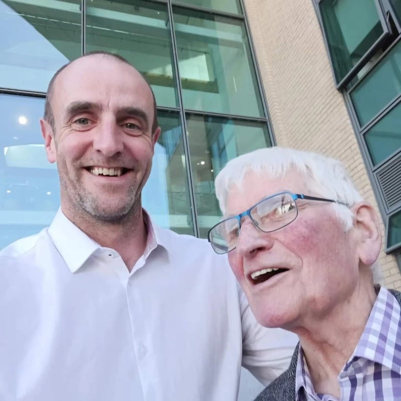 Assembly member Mark H Durkan, pictured with legendary football star, John Jobby Crossan, said a visit to his shop was about murch more than a purchase.