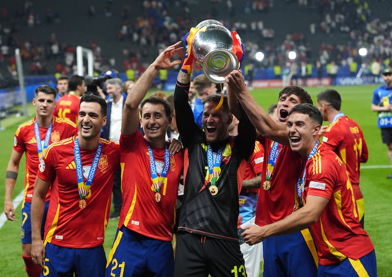 Mikel Merino, left, helped Spain to Euro 2024 glory