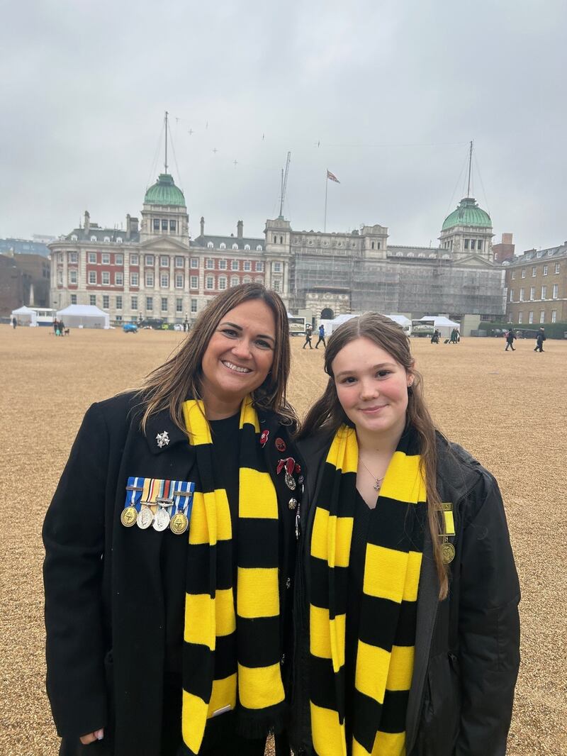 Scotty’s Little Soldiers founder Nikki Scott, left, with Lexie Pallett, 16, whose father Sergeant Oliver Pallett died after serving in the RAF