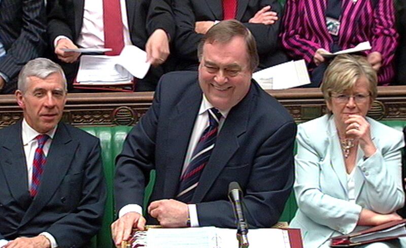 John Prescott on the Government front bench in the Commons chamber