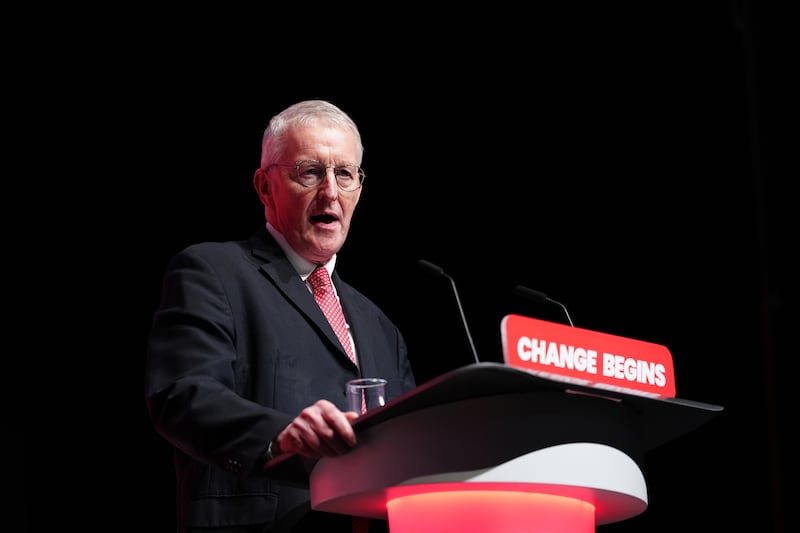 Secretary of State for Northern Ireland Hilary Benn speaks during the Labour Party conference in Liverpool