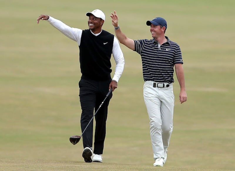Tiger Woods (left) and Rory McIlroy do not see eye to eye on negotiations with Saudi Arabia’s Public Investment Fund