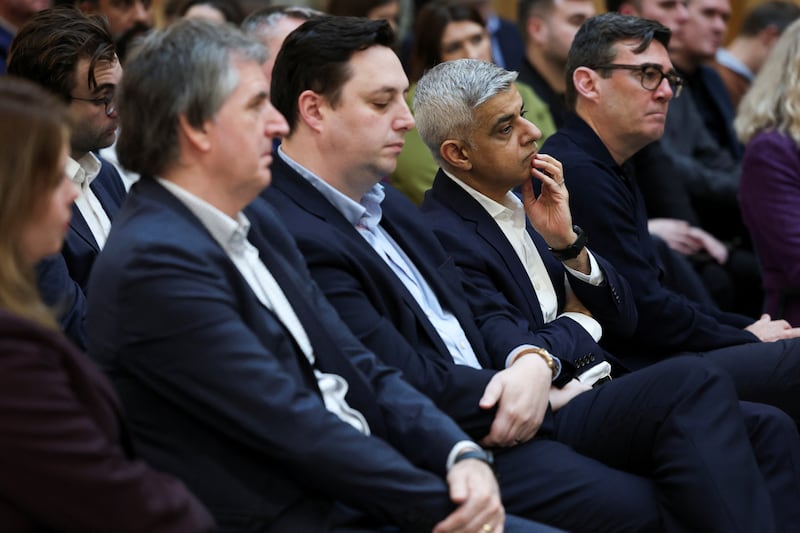 Regional mayors from across England, including Mayor of London Sadiq Khan, listening to Angela Rayner’s plans