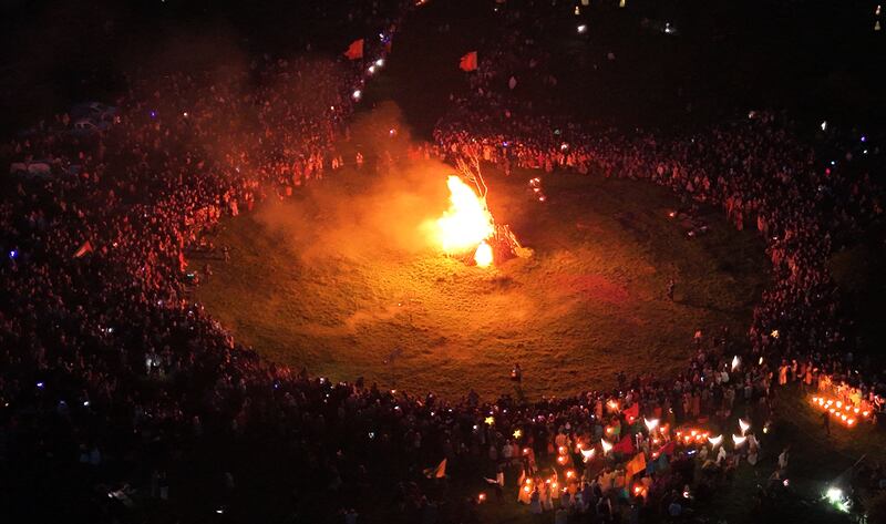 A crowd of just under 5,000 people gathered around a huge bonfire as the culmination of the event