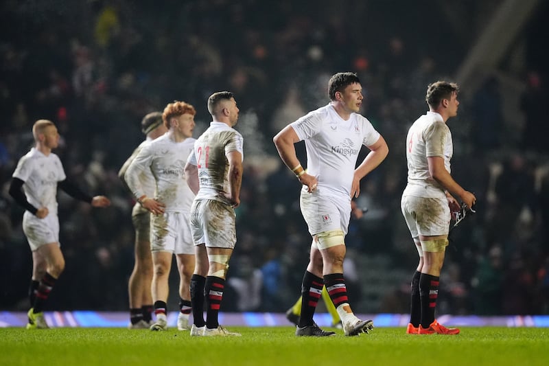 Ulster stand dejected after the Investec Champions Cup match at Mattioli Woods Welford Road, Leicester. Picture date: Saturday January 11, 2025. PA Photo. See PA story RUGBYU Leicester. Photo credit should read: Mike Egerton/PA Wire.

RESTRICTIONS: Use subject to restrictions. Editorial use only, no commercial use without prior consent from rights holder.