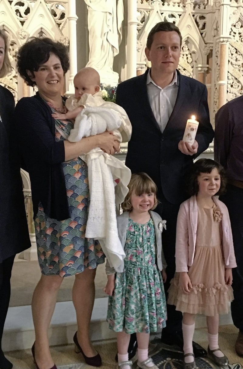 Clare Hanna, SDLP MLA, with husband Donal Lyons and children Eimear, Aideen and Niamh who resolved to keeping their home organised in 2018 to prevent morning chaos 