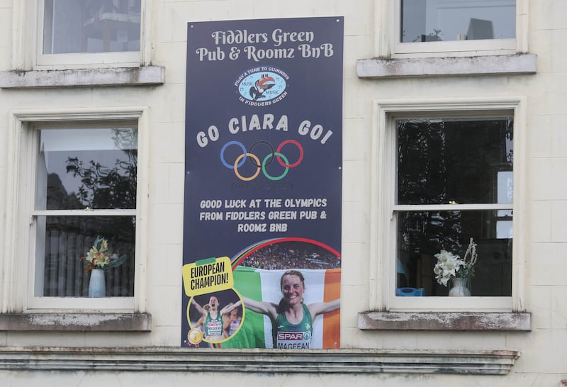 Portaferry decorated for Olympian Ciara Mageean.
PICTURE COLM LENAGHAN