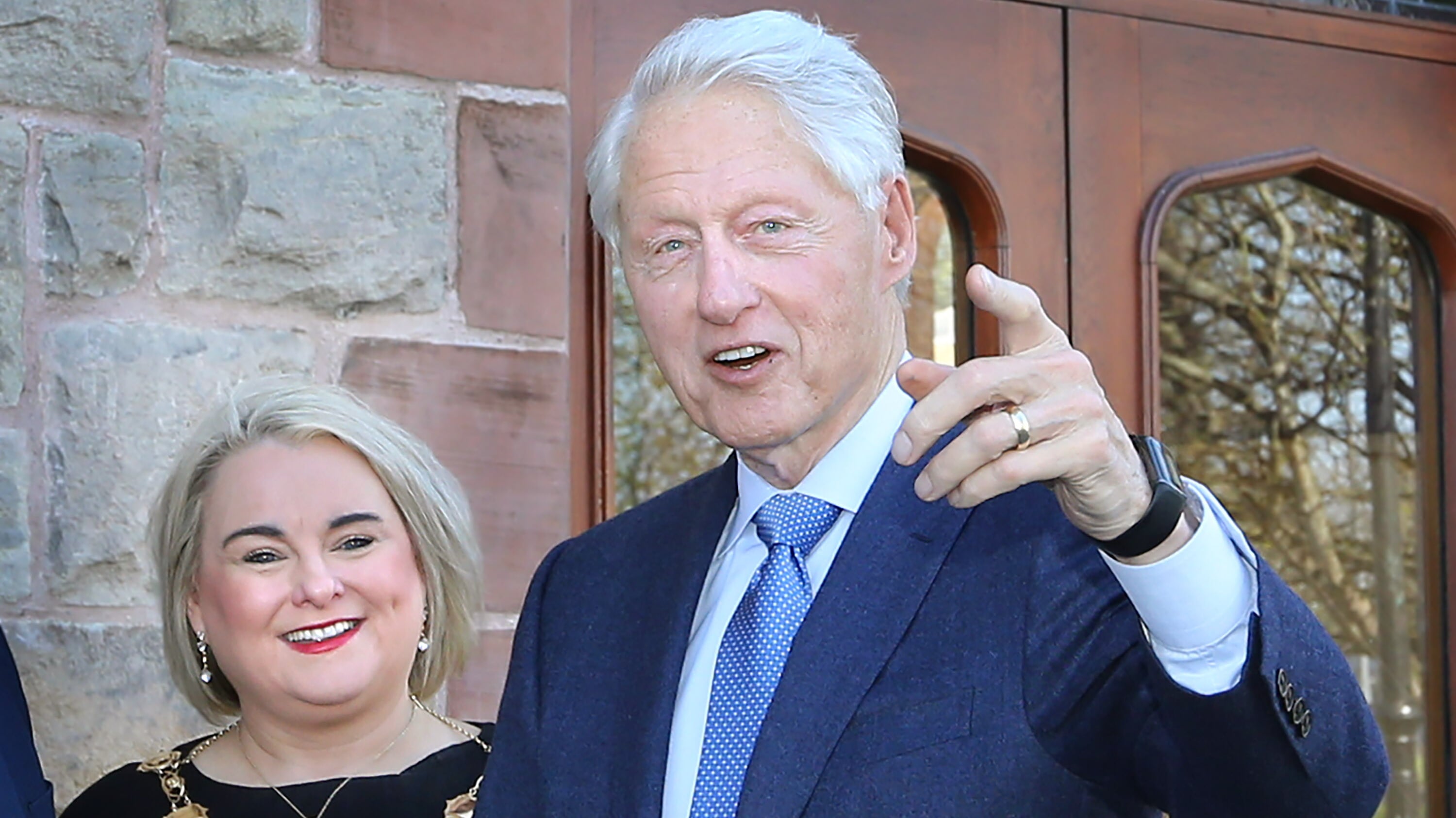 Former US President Bill Clinton pictured in Derry on Tuesday with Derry and Strabane mayor Sandra Duffy. Picture by Margaret McLaughlin