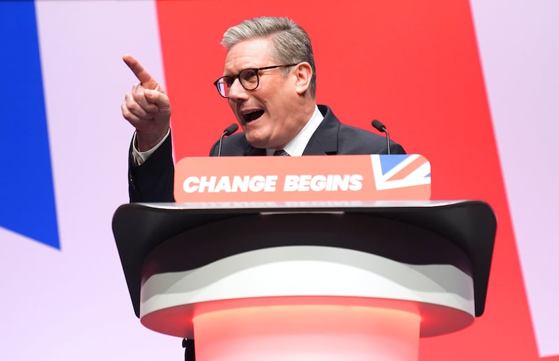 Prime Minister Sir Keir Starmer during his speech in Liverpool