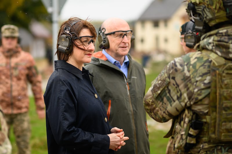 The Cabinet ministers met soldiers and staff at the Stanford Training Area near Thetford