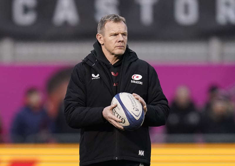 Saracens director of rugby Mark McCall, pictured at StoneX Stadium on Sunday, is waiting on news of George’s injury