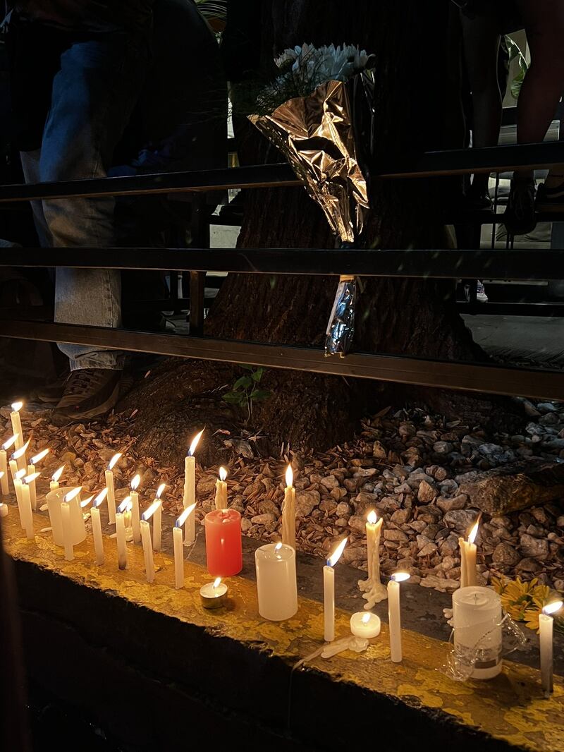 A candlelit vigil for Liam Payne outside the CasaSur Hotel