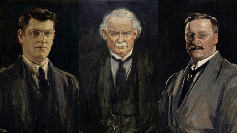 Sir John Lavery&#39;s portraits of Anglo Irish Treaty signatories Michael Collins, David Lloyd George and Arthur Griffith 
