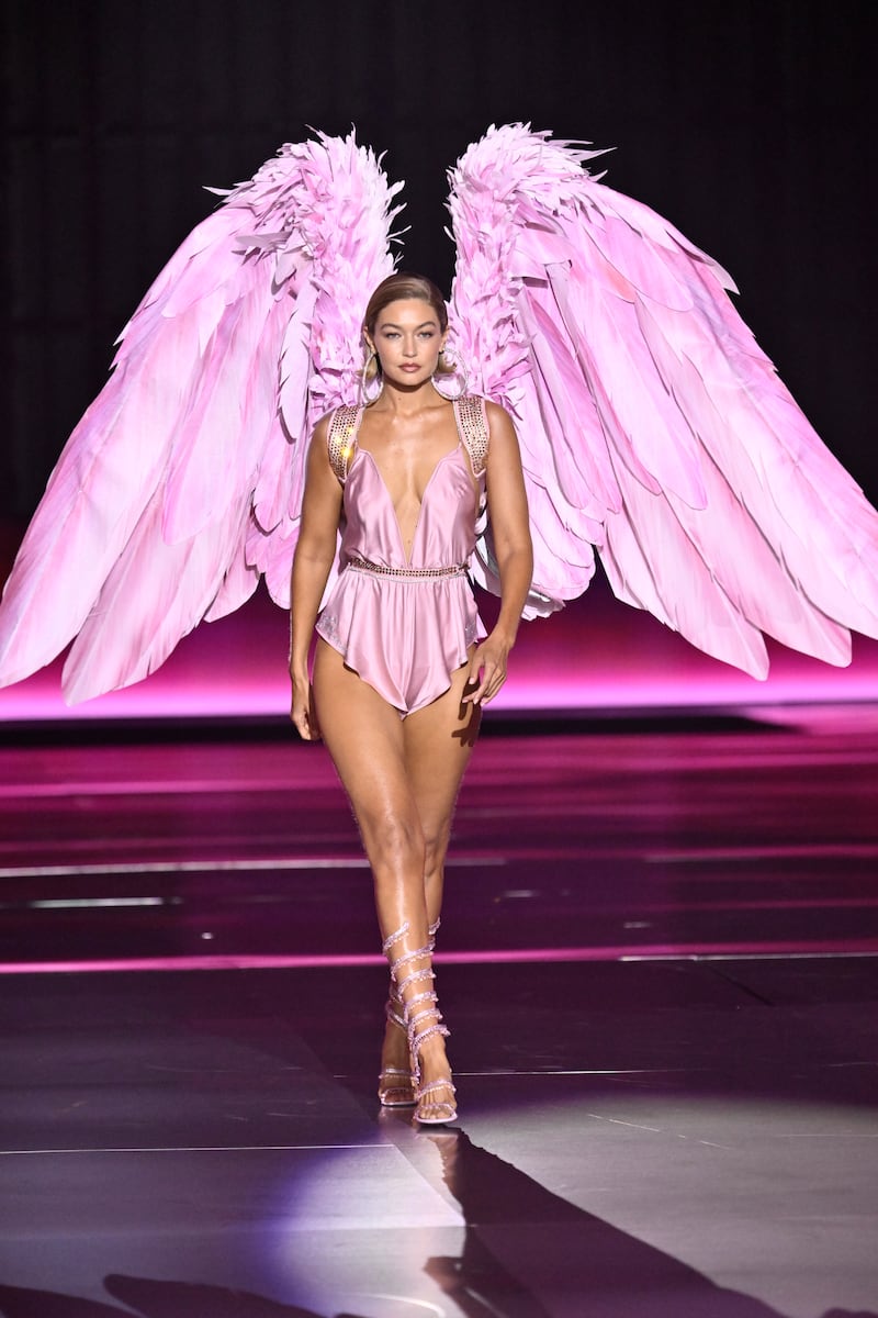 Gigi Hadid walks the runway during the Victoria’s Secret Fashion Show (Evan Agostini/Invision/AP)