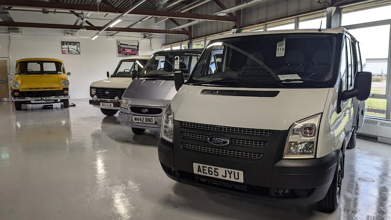 The load area of the last Ford Transit built in Britain features the signatures of everyone who worked on the production line