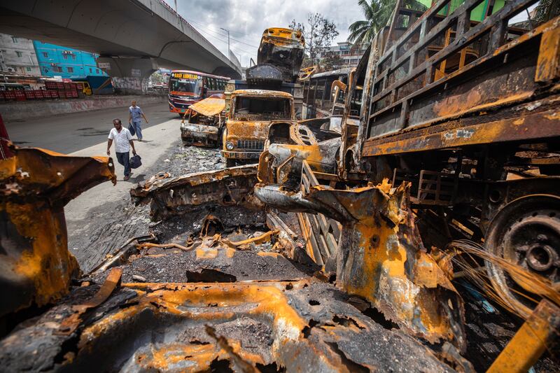 Unrest spread even after Ms Hasina resigned as prime minister (Rajib Dhar/AP)