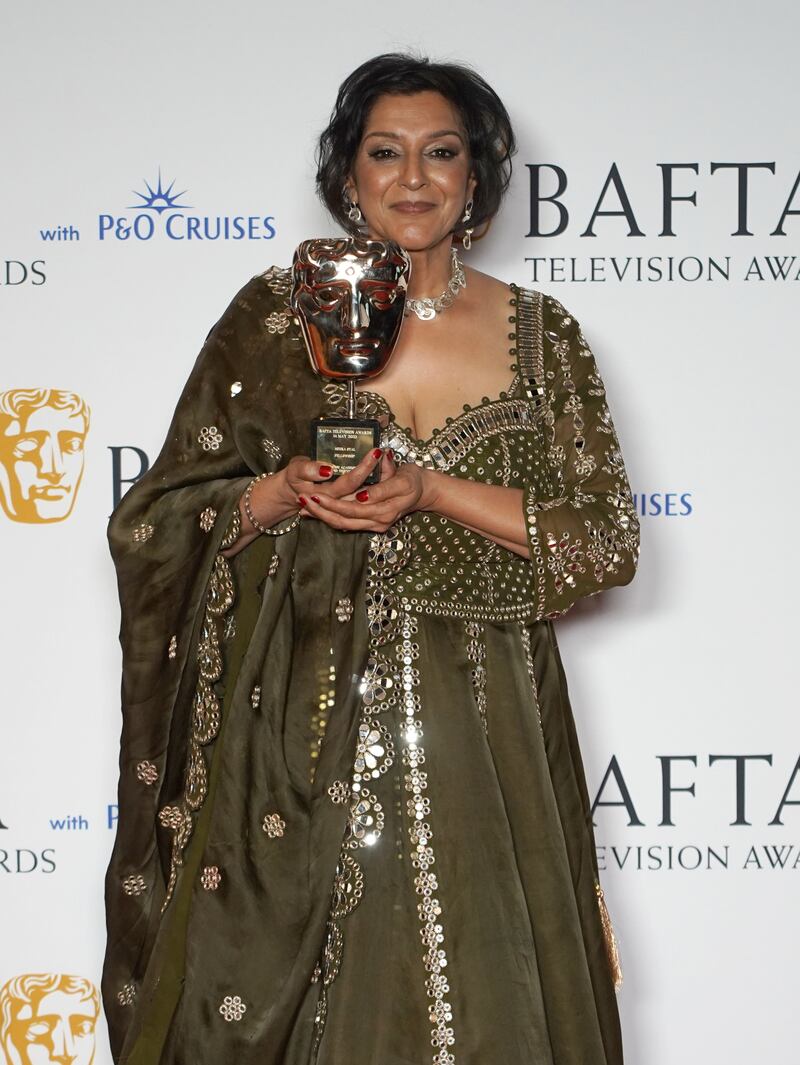 Meera Syal with the Bafta Fellowship award at the Bafta Television Awards 2023