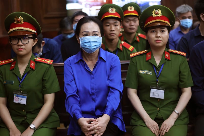 It is not known if Truong My Lan, centre, will appeal the verdict (Quynh Tran/VnExpress via AP)