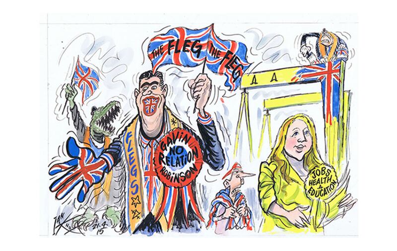   The DUP's Gavin Robinson and Alliance's Naomi Long were pitted against each other again in East Belfast after the UUP agreed not to run a candidate so as not to split the unionist vote. Cartoon by Ian Knox
