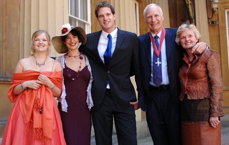 Broadcaster and presenter Peter Snow, second right, with his wife Anne, right, and children Kate, Shuna and Dan