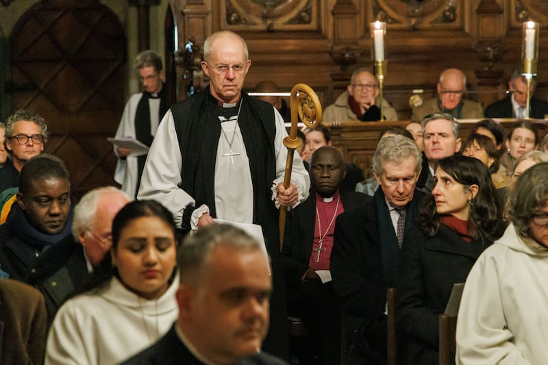 Justin Welby arrives for a service of Evensong at Lambeth Palace Chapel (Neil Turner/Lambeth Palace)