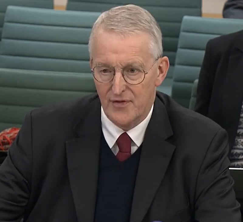 Northern Ireland Secretary Hilary Benn giving evidence to the Northern Ireland Affairs Committee at the House of Commons