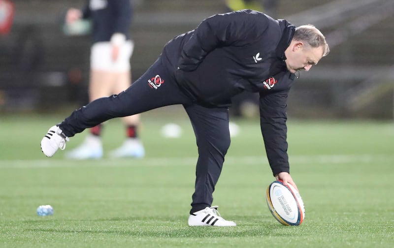 Richie Murphy picks up a rugby ball