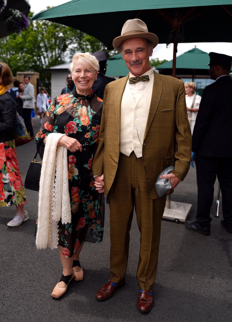 Sir Mark Rylance and Claire van Kampen arrive on day eight of the 2024 Wimbledon Championships