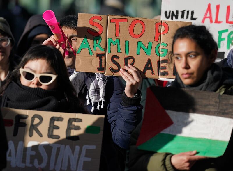 School and university students take part in a School Strike for Palestine walkout in George Square, Glasgow