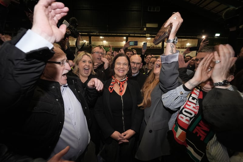 Sinn Fein president Mary Lou McDonald celebrates topping the poll in the Dublin Central constituency