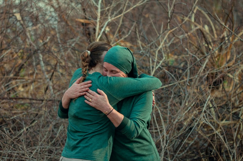 Shirley Ballas and Una Healey having a hug. (Tom Dymond/Netflix)