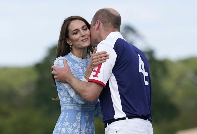 The Prince and Princess of Wales kiss after last year’s year’s polo match