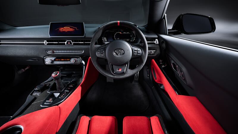 Inside, features carbon fibre bucket seats. (Toyota Gazoo Racing)