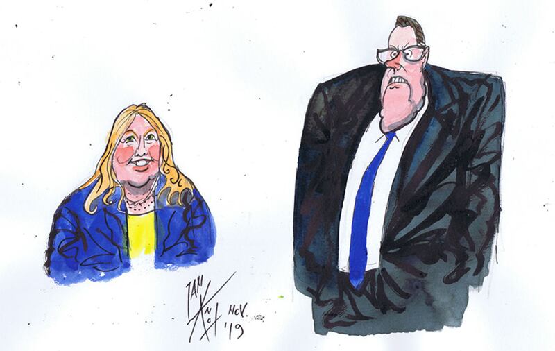Alliance Party leader Naomi Long is hoping to win the seat from incumbent MP the DUP's Gavin Robinson. Cartoon by Ian Knox&nbsp;