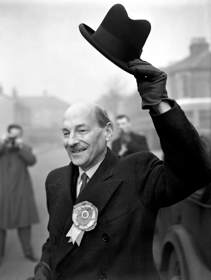Clement Attlee campaigning in his Walthamstow West constituency on the eve of the 1950 general election