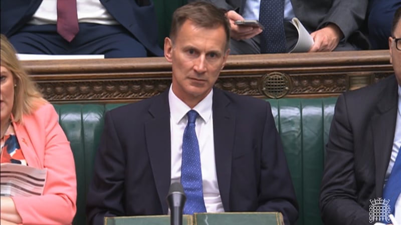 Shadow chancellor Jeremy Hunt in the Commons while Rachel Reeves made a statement on public finances on Monday