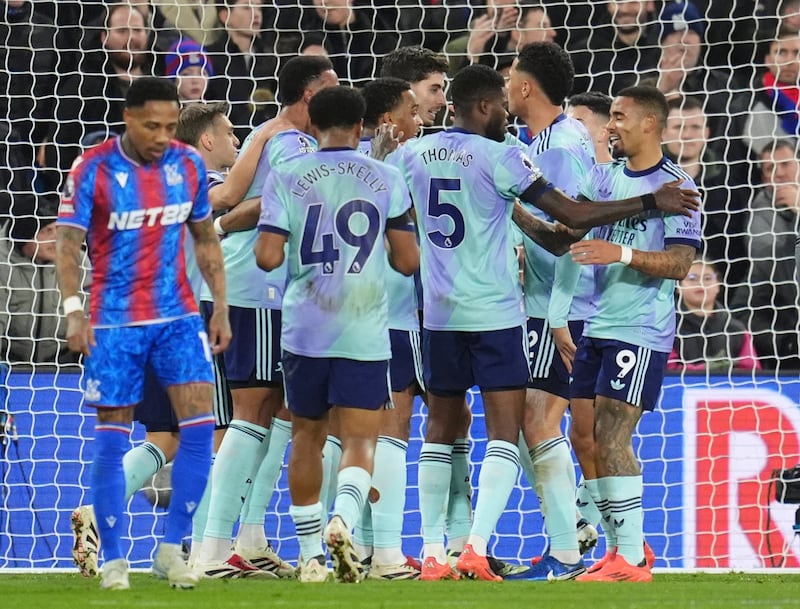 Kai Havertz (centre) celebrates Arsenal’s third goal