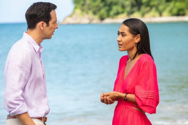 Death in Paradise s13,24-03-2024,8,(L-R) DI Neville Parker (RALF LITTLE) and Florence (JOSEPHINE JOBERT)