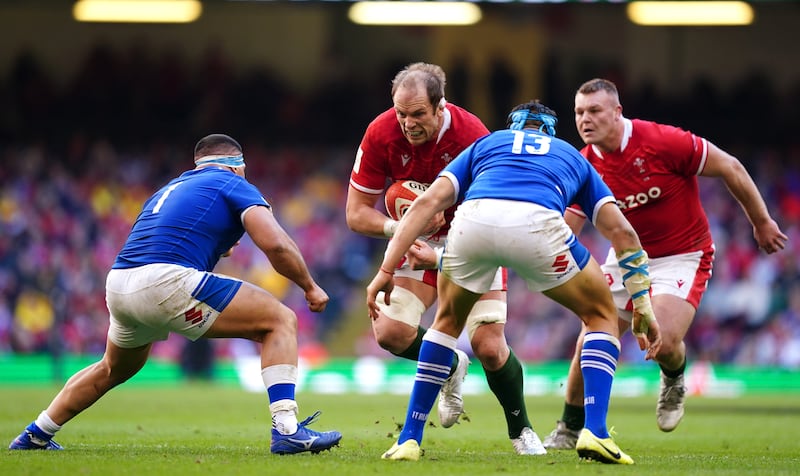 Wales’ Alun Wyn Jones (centre) during the Guinness Six Nations in 2022